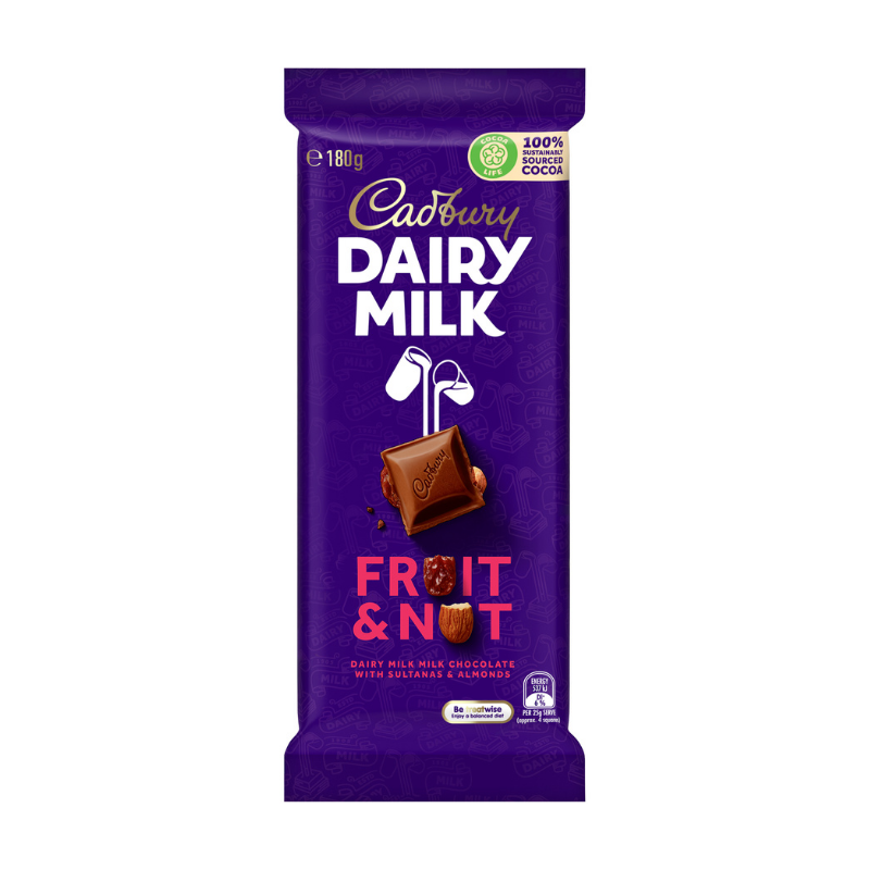 Cadbury Block Chocolate Fruit and Nut 180gm