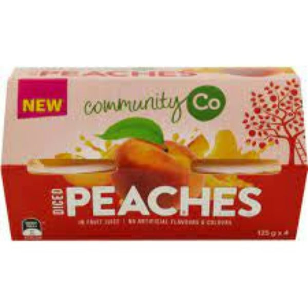 Community Co Diced Peach in Juice 4 x 125g