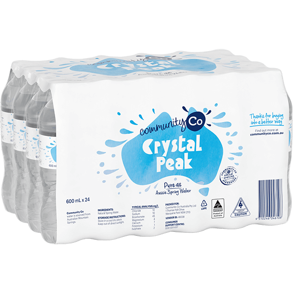 Community Co Crystal Peak Natural Spring Water 24x600ml