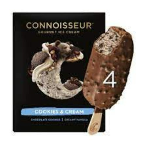 Connoisseur Gourmet Ice Cream Cookies & Cream Sticks 4 Pack