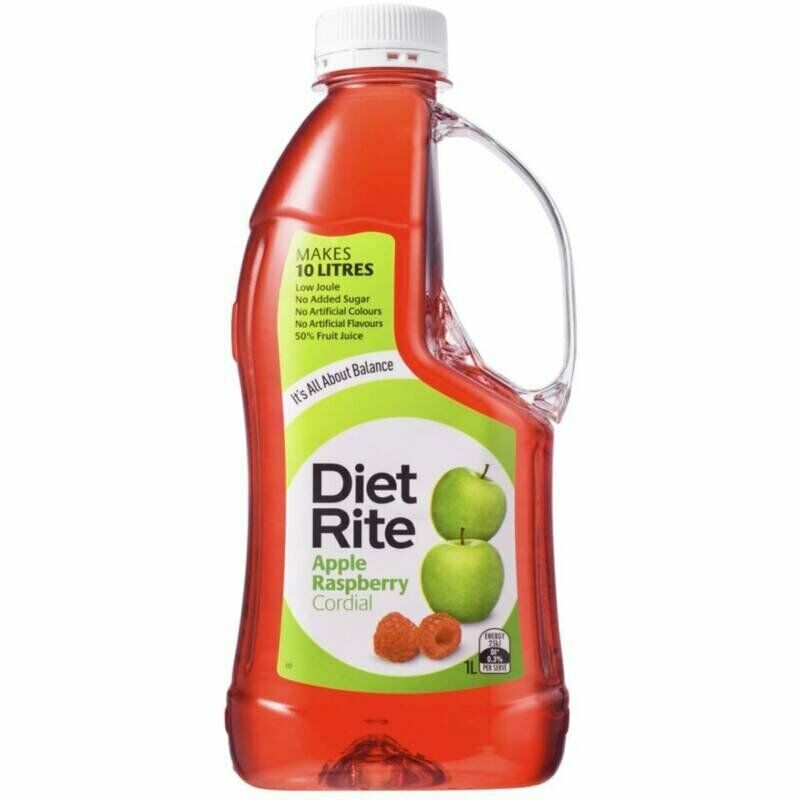 Diet Rite Cordial Apple Raspberry 1L