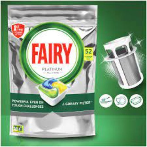 Fairy Platinum All In One Lemon Automatic Dishwasher Tablets 52 Pack