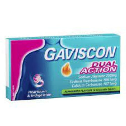 Gaviscon Dual Action Chewable Peppermint Tablets 16 Pack