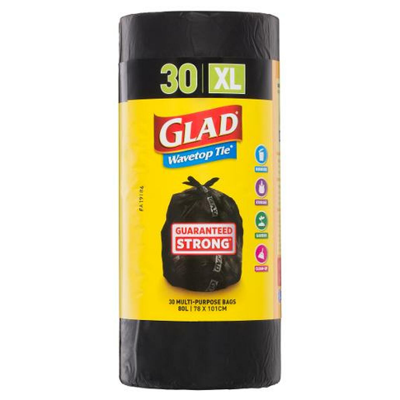 Glad Wavetop Garbage Bag XL 80 Litres 30 Pack