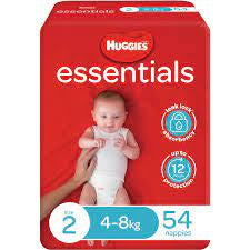 Huggies Essentials Nappy Size 2 Infant 4-8Kg 54 Pack