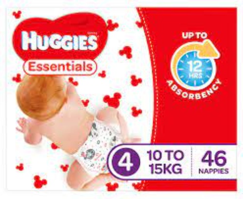 Huggies Essentials Nappy Size 4 Toddler 10 - 15Kg 46/pk