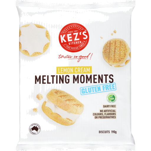 Kez's Kitchen Melting Moments Lemon Cream GF 190g