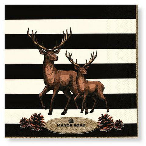 Manor Road Serviettes Cocktail Striped Deer