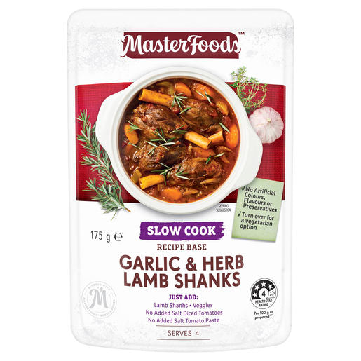 Masterfoods Recipe Base Garlic Herb Lamb Shank 175gm