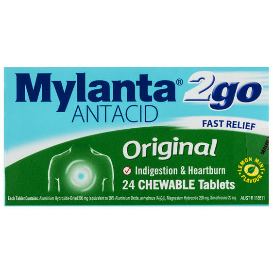 Mylanta2Go Antiacid Tablets Chew 24 Pack