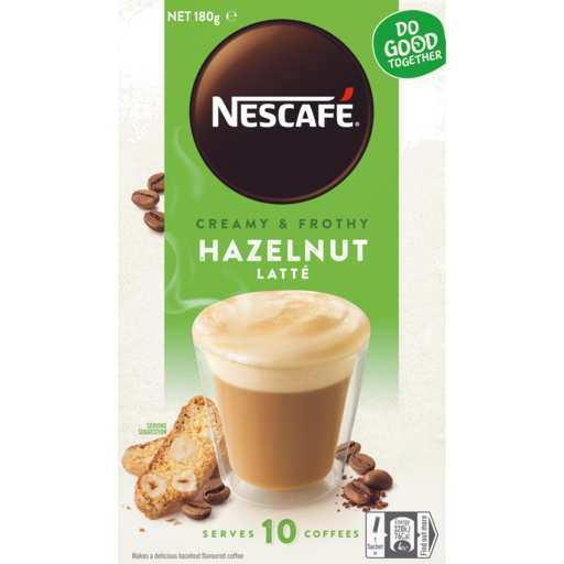 Nescafe Coffee Sachets Latte Hazelnut 10pk