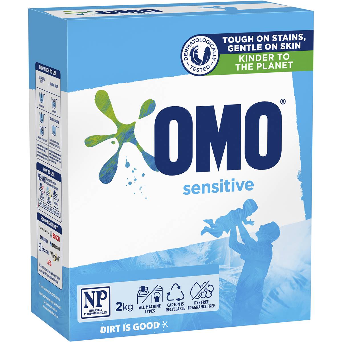 OMO 2Kg Laundry Powder Front and Top Loader Sensitive