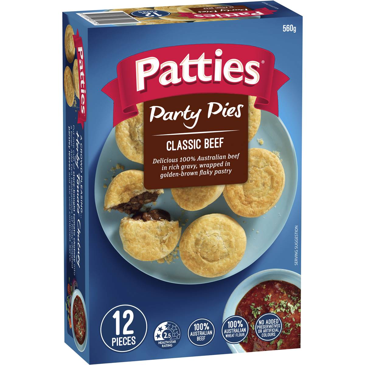 Patties Party Pies Classic Beef 560g