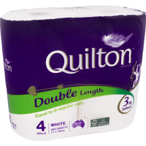 Quilton 3ply 4pk Double Length Toilet Tissue