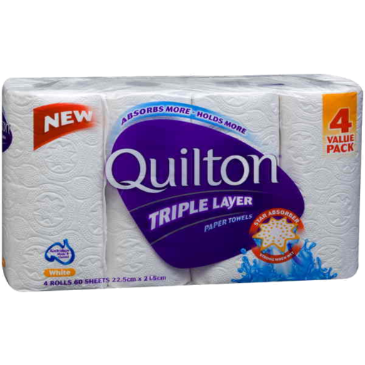 Quilton 3ply 4pk Paper Towel