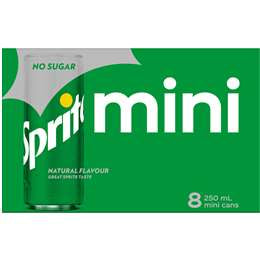 Sprite No Sugar Lemonade Mini Cans 250ml X6 Pack