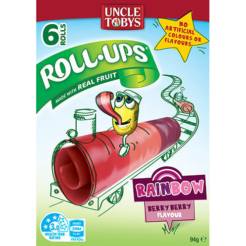 Uncle Tobys Roll-ups Rainbow Berry 6 pk