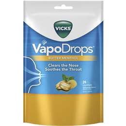 Vicks Vapodrop Throat Lozenges Butter Menthol 24 Pack