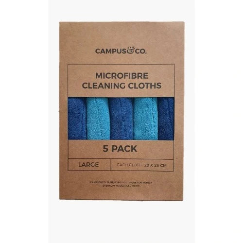 Campus&Co Double Layer Aqua Microfibre Cleaning Cloth 20 x 28 - Pack of 5