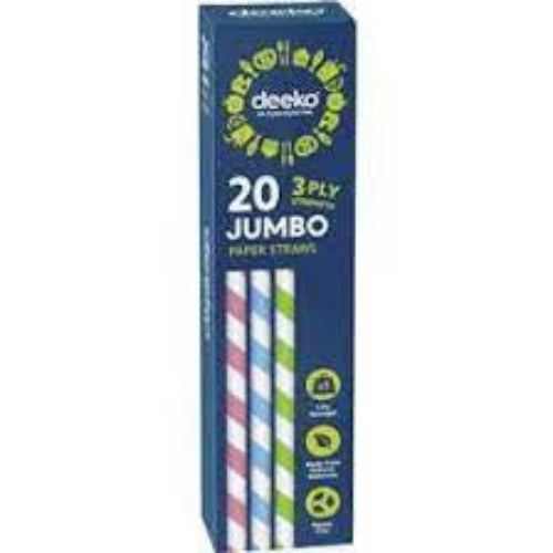 Deeko Jumbo Paper Straws 20Pk