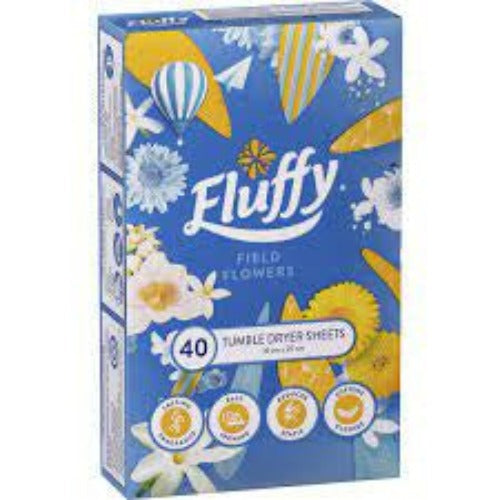 Fluffy Dryer Sheets Fabric Softener Field Flowers 40 Pack