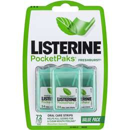 Listerine Pocketpaks Oral Care Strips Freshburst 72