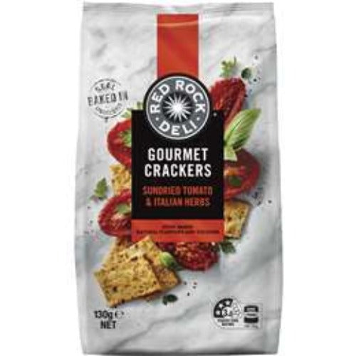 Red Rock Deli Gourmet Crackers Sundried Tomato & Italian Herbs 130g