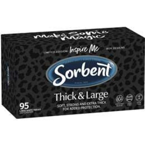 Sorbent Facial Tissues Thick & Large White 95 Pack