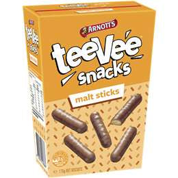 Arnott's Teevee Chocolate Biscuits Malt Sticks 175g